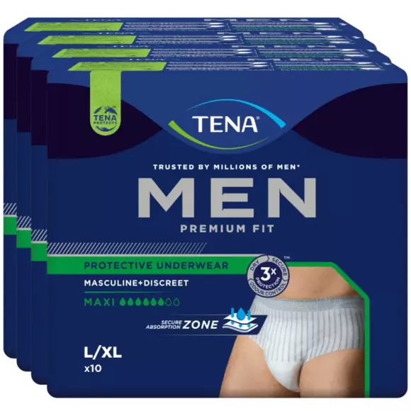 TENA MEN Level 4 Premium Fit Prot. Underwear - Large/XL - 4x10 Stk.